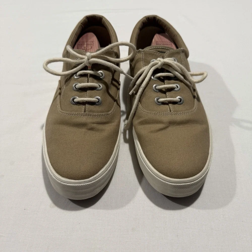Paul & Shark Yachting Mens 12 EU 45 Canvas Boat Shoes Deck Sneakers Khaki Tan